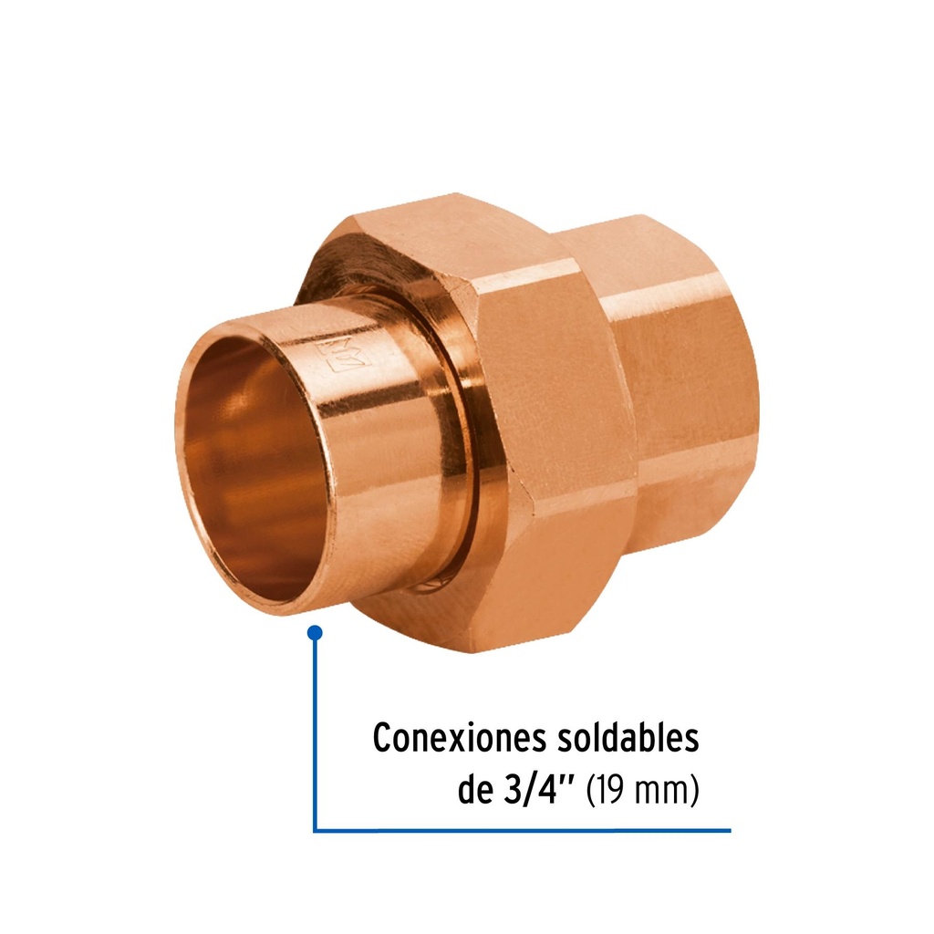 Tuerca unión de cobre de 3/4', Foset Basic