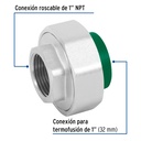 Tuerca unión mixta de PPR 1' x 1', Foset