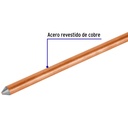 Varilla de 1.5 m, acero revestido de cobre, de 1/2' Volteck