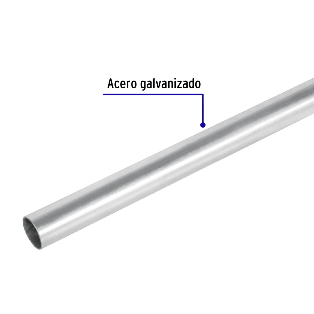 Tubo de acero de 3 m pared delgada, 1/2', Volteck