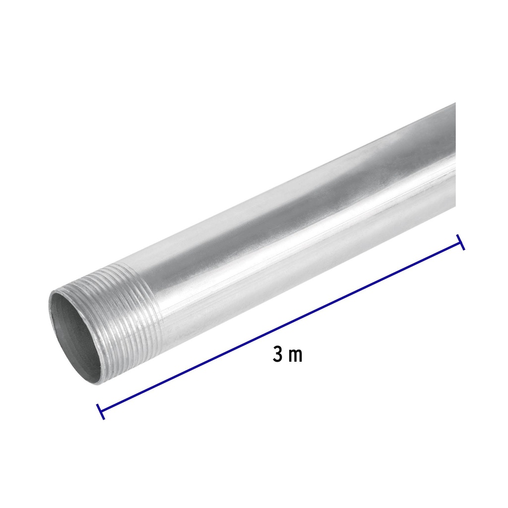 Tubo de acero roscado de 3 m pared gruesa, 1-1/4', Volteck