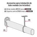 Tubo ovalado para clóset, 1.2 m, acero cromado, Hermex