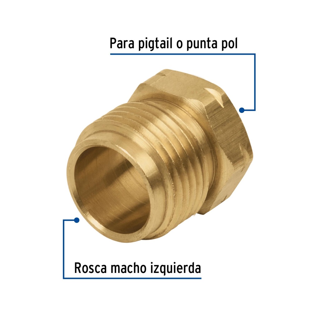 Tuerca izquierda de latón 7/8' a granel, Foset