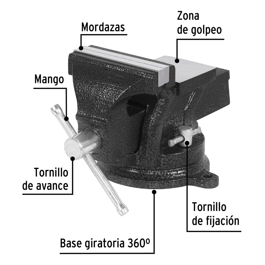 Tornillo de banco 4' de hierro gris, Pretul