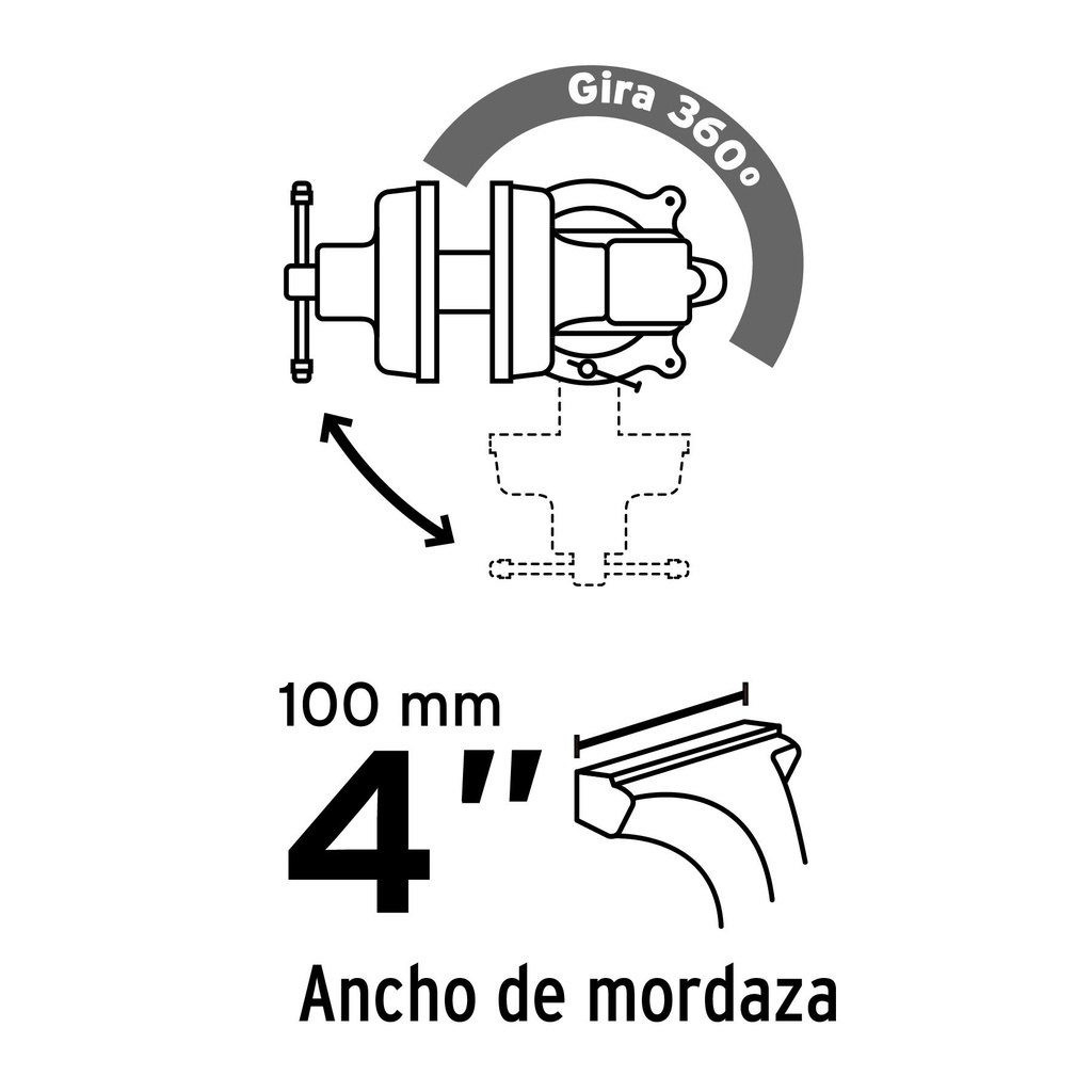 Tornillo de banco 4' de hierro gris, Pretul