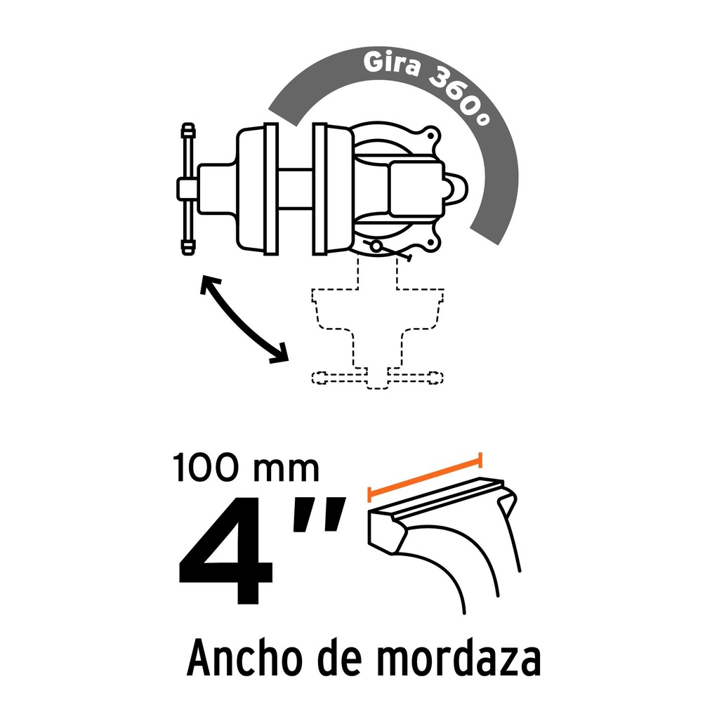 Tornillo de banco 4' uso industrial de hierro nodular