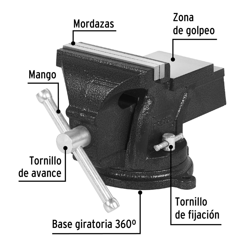 Tornillo de banco 5' de hierro gris, Pretul