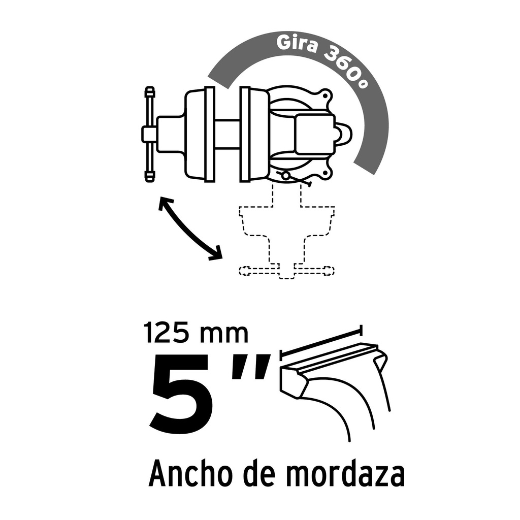 Tornillo de banco 5' de hierro gris, Pretul