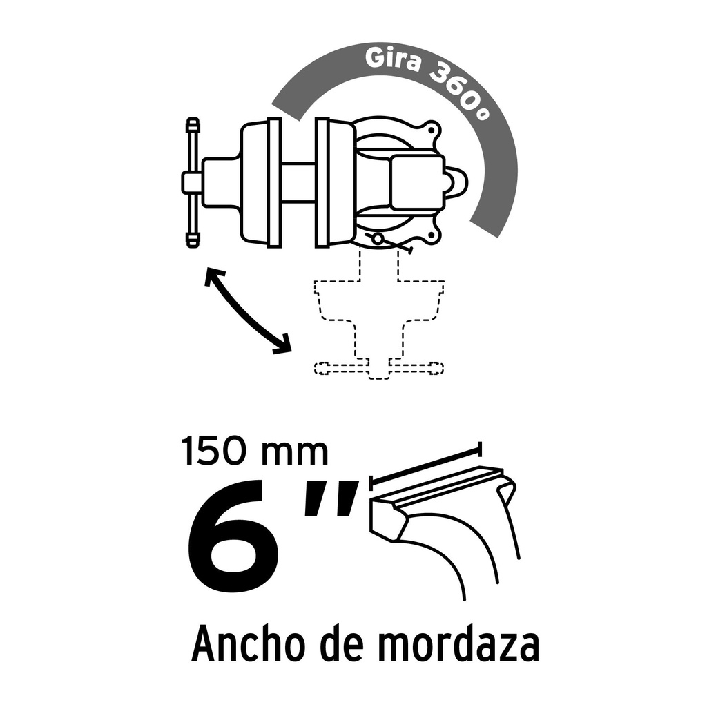 Tornillo de banco 6' de hierro gris, Pretul