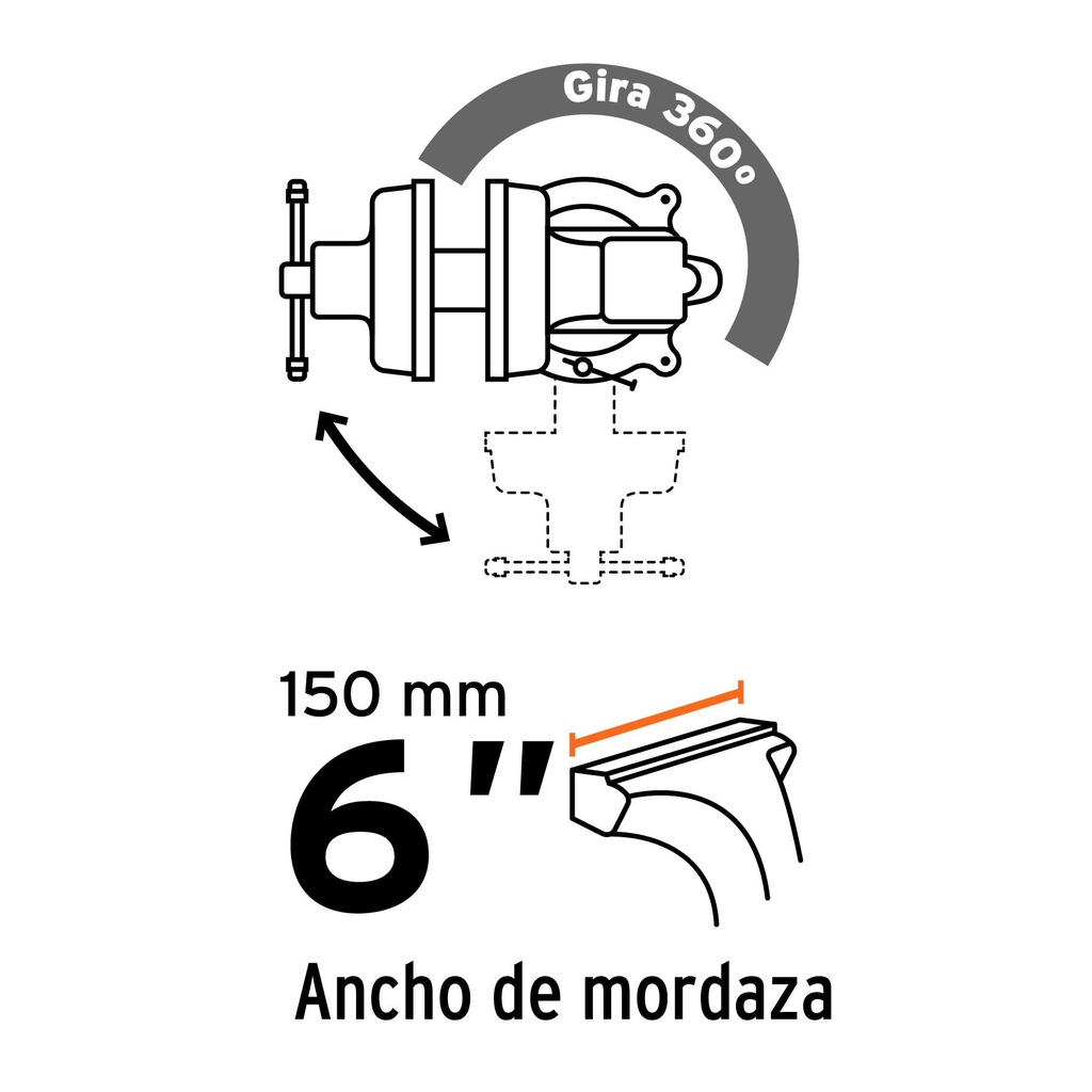 Tornillo de banco 6' uso industrial de hierro nodular