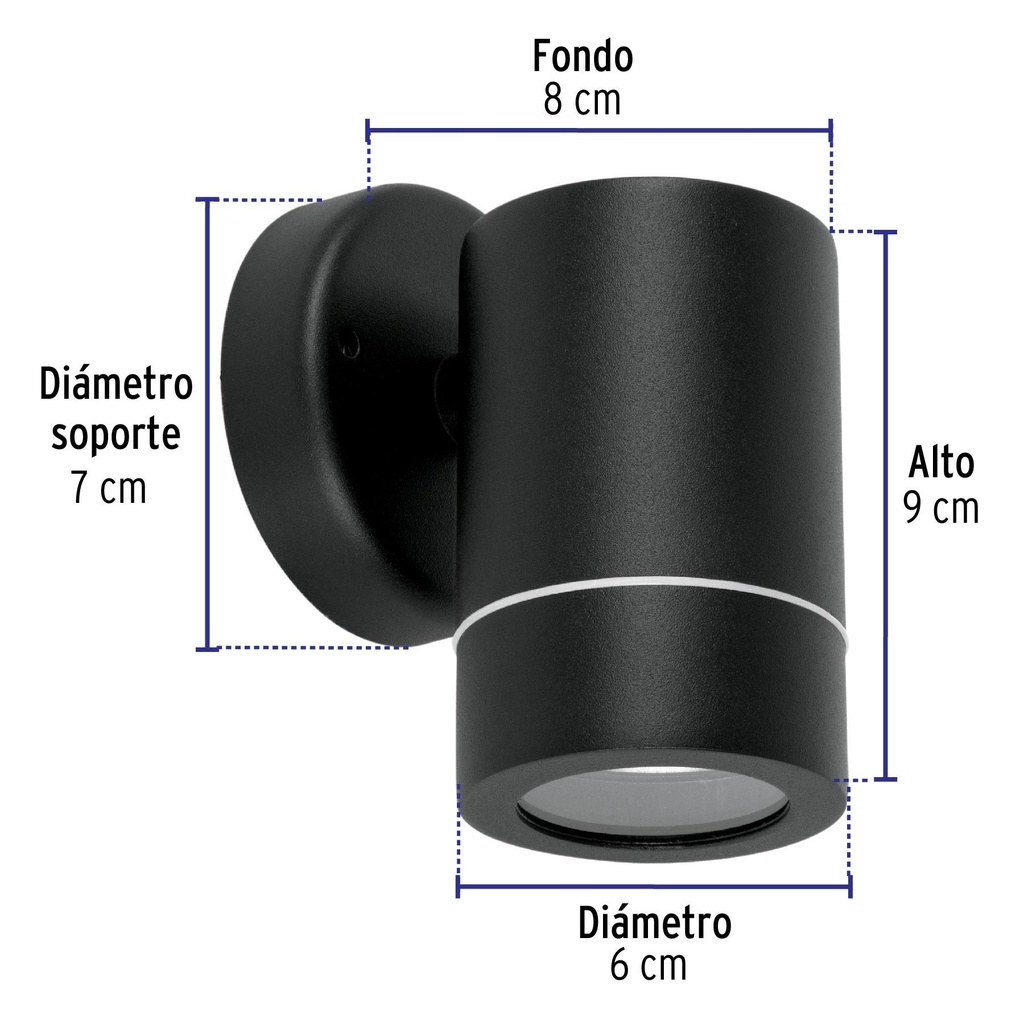 Arbotante de acento 1 spot negro, lámpara no incluida