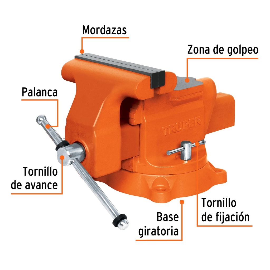 Tornillo de banco 8' uso industrial de hierro nodular