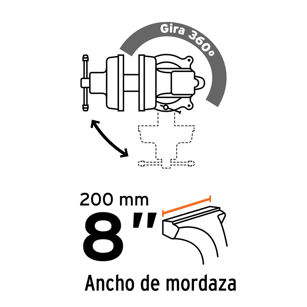 Tornillo de banco 8' uso industrial de hierro nodular