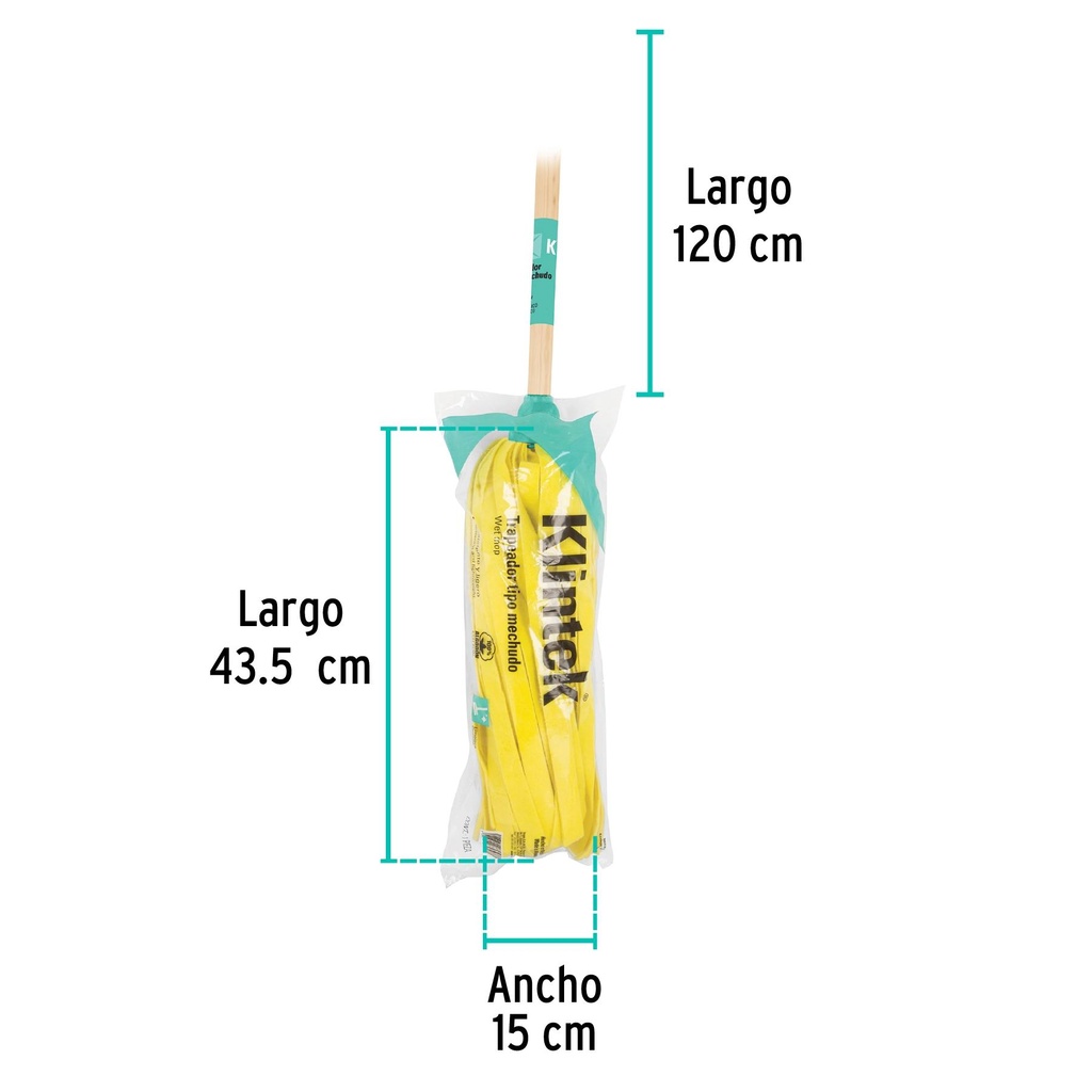 Trapeador ligero de microfibra con bastón de 120 cm, Klintek