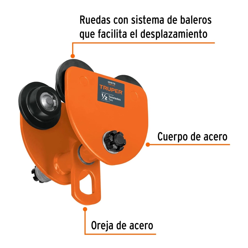 Trole de carga 1/2 ton para vigas IPS e IPR, ajustable