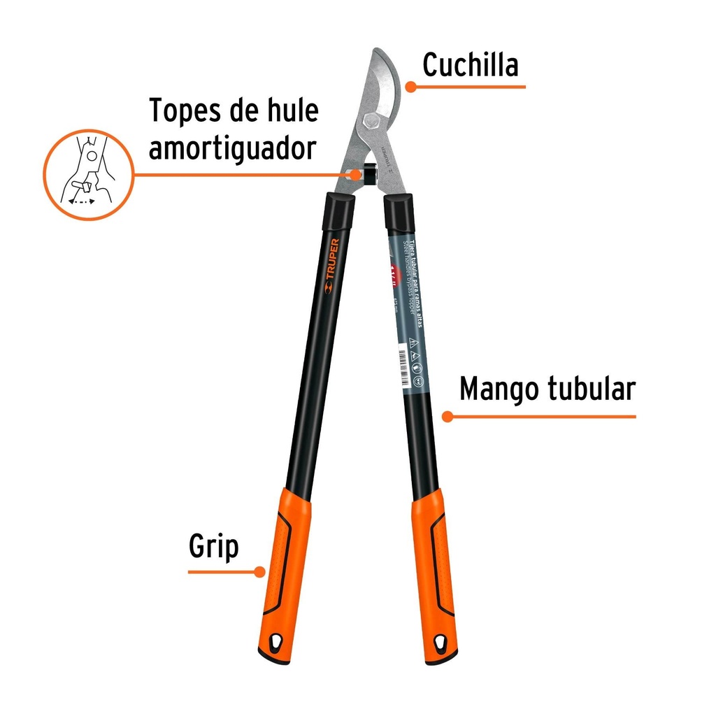 Tijera para ramas 68 cm Classic mangos tubulares, Truper