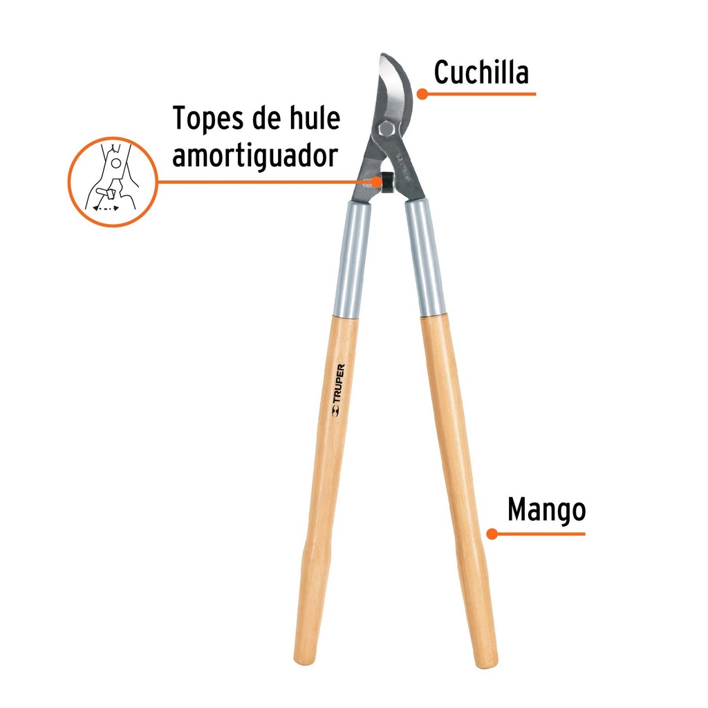 Tijera para ramas 70 cm Classic mangos de madera, Truper