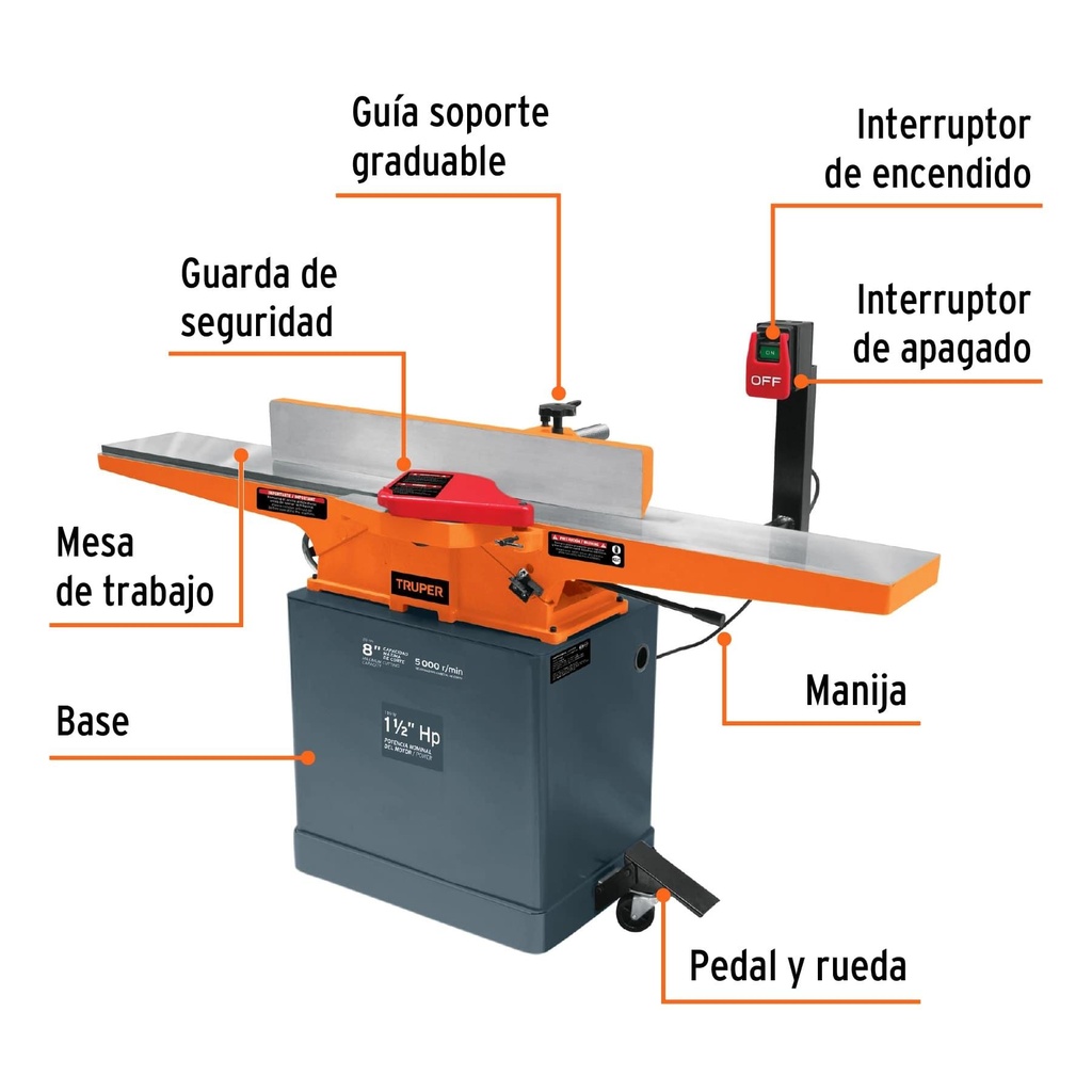 Canteadora 8' de 1120 W (1-1/2 HP), Truper