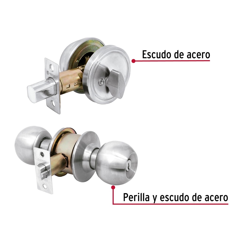 Combo cerraduras, llave-mariposa, cromo, Hermex Basic