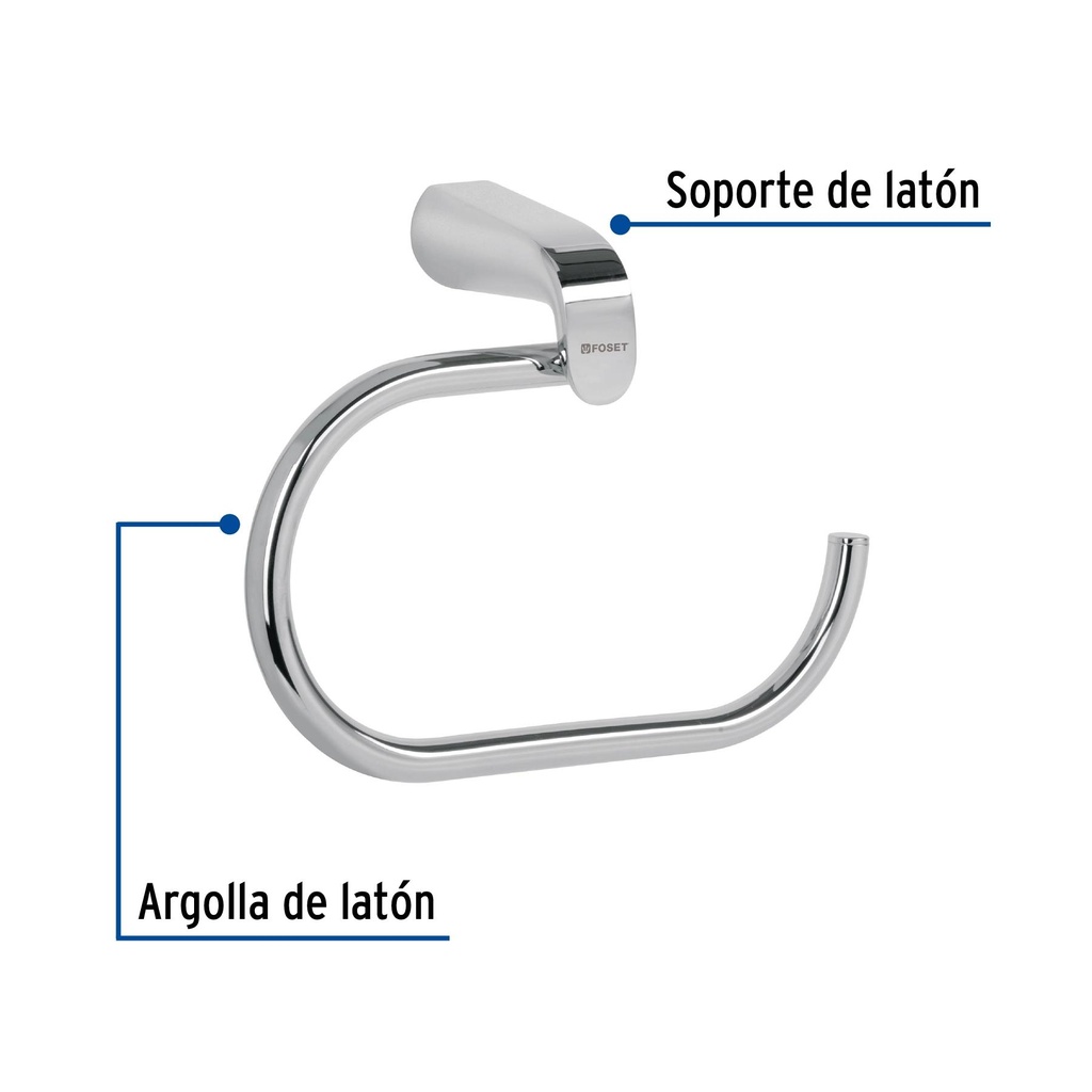 Toallero argolla de latón en acabado cromo, Foset Riviera