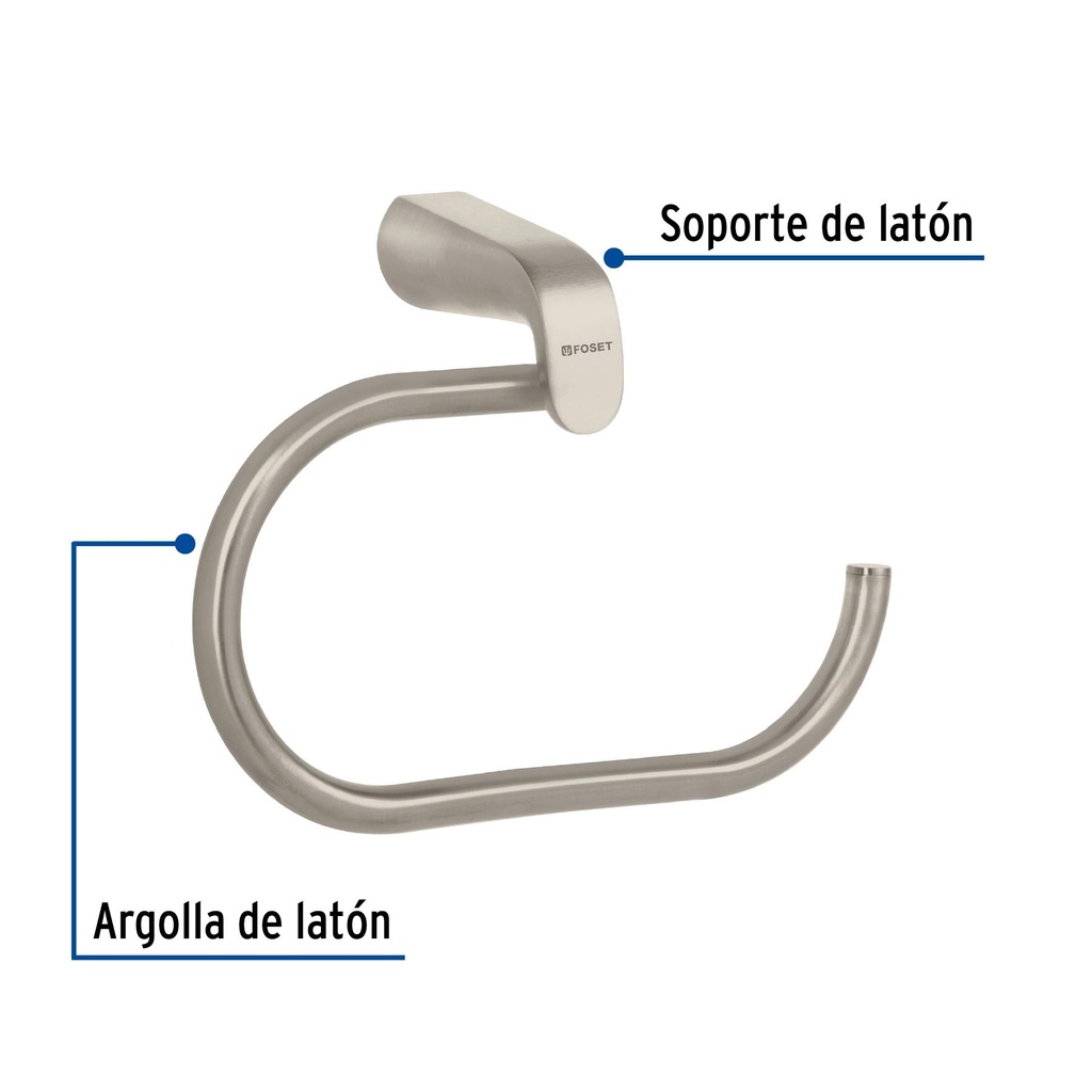 Toallero argolla de latón en acabado satín, Foset Riviera