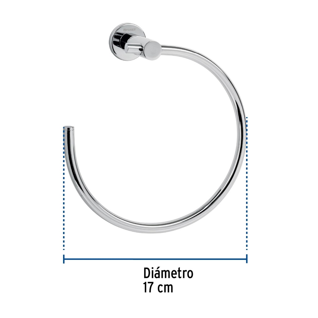 Toallero metálico de argolla acabado cromo, Foset Element