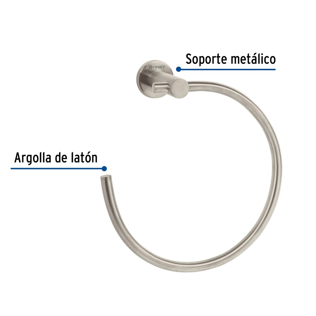 Toallero metálico de argolla acabado satín, Foset Element