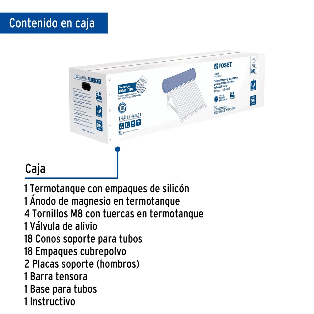 Termotanque para modelo CALE-18HS, Foset