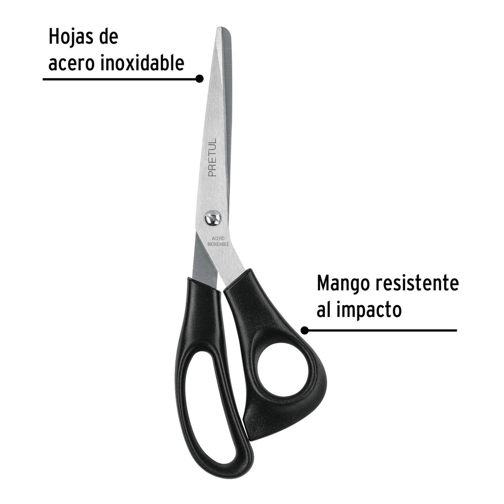 Tijera 8' de acero inoxidable para casa y oficina, Pretul