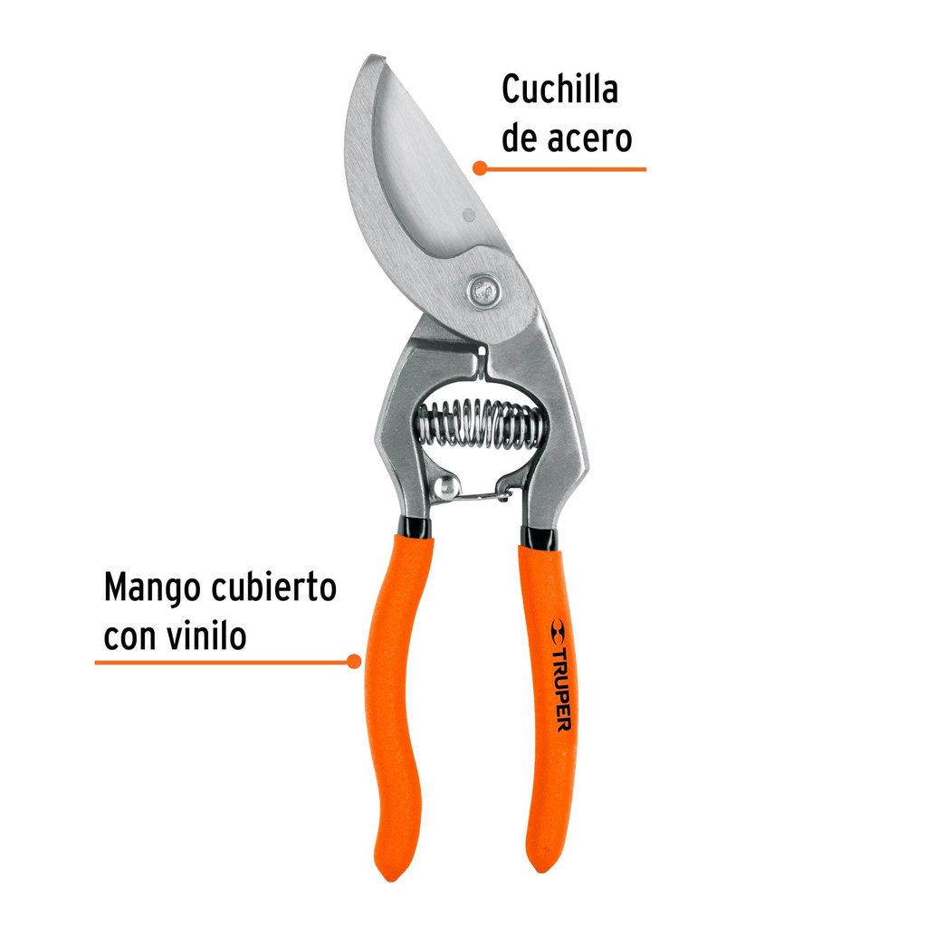 Tijera forjada p/poda 8-1/2' cuchilla paso, cabeza angulada