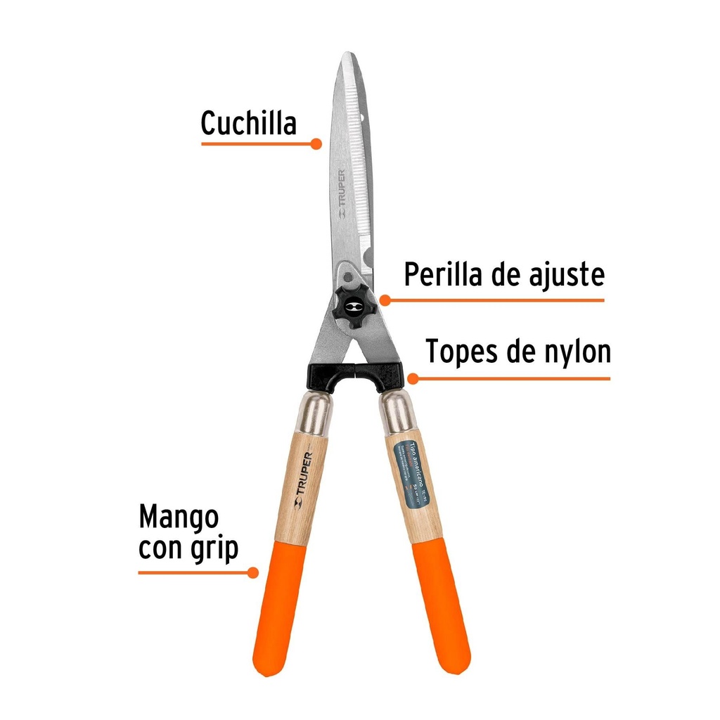 Tijera para poda 58 cm filo dentado mangos de madera c/grip