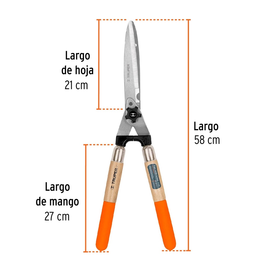 Tijera para poda 58 cm filo dentado mangos de madera c/grip