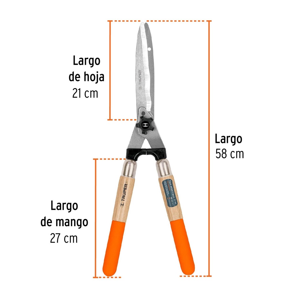 Tijera para poda 58 cm filo ondulado mangos de madera c/grip