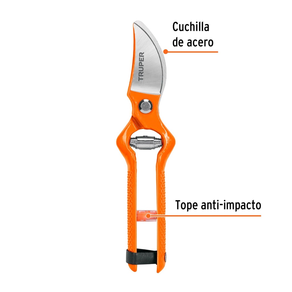 Tijera para poda 8-1/2' forjada cuchilla de paso, Truper