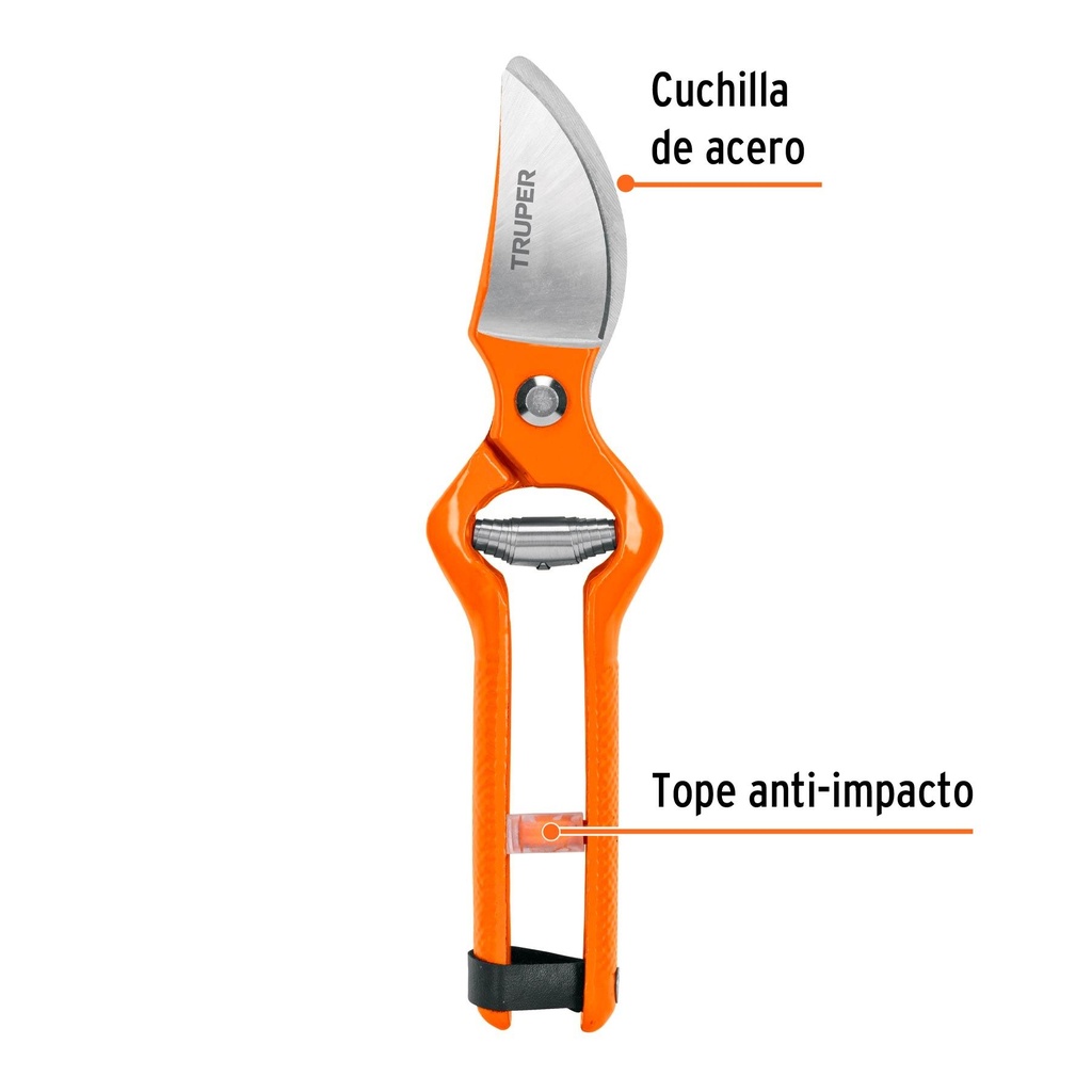 Tijera para poda 9-1/2' forjada cuchilla de paso, Truper