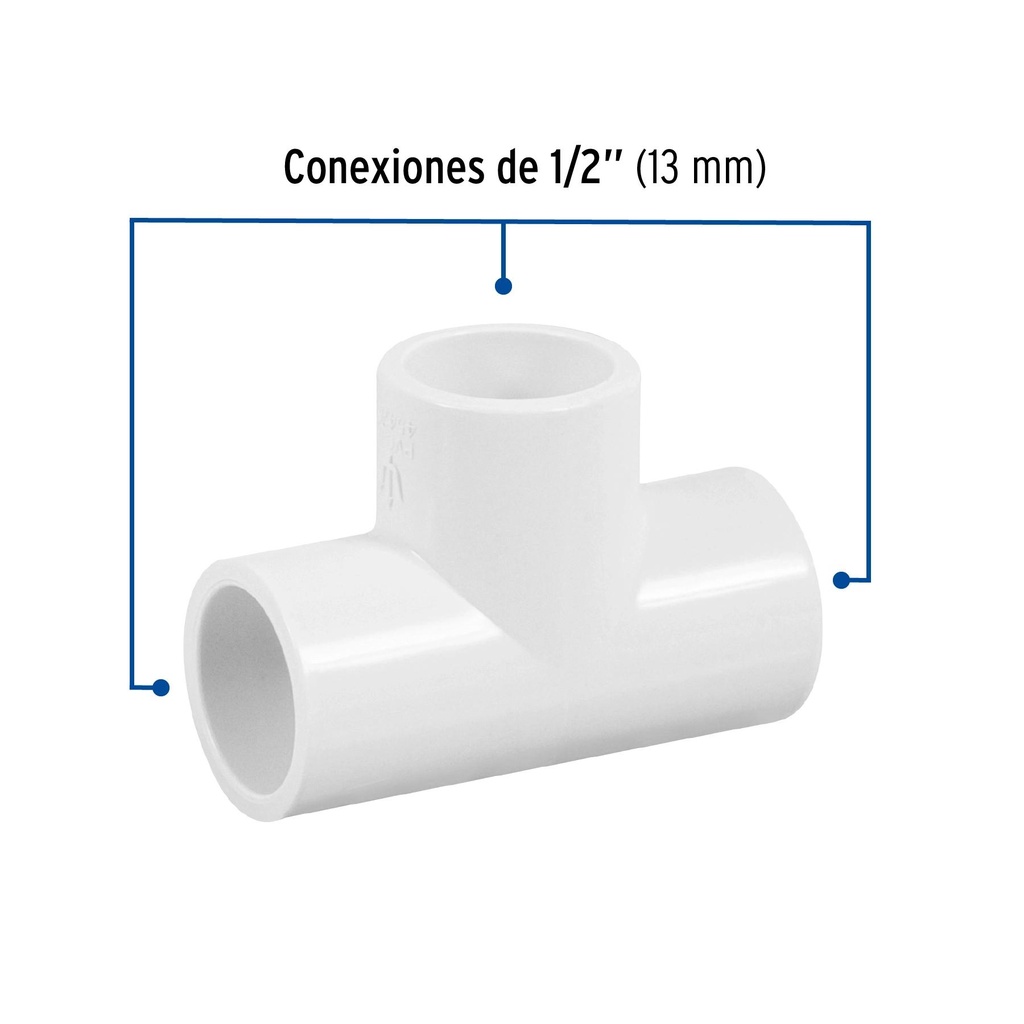 Tee sencilla de PVC 1/2', Foset