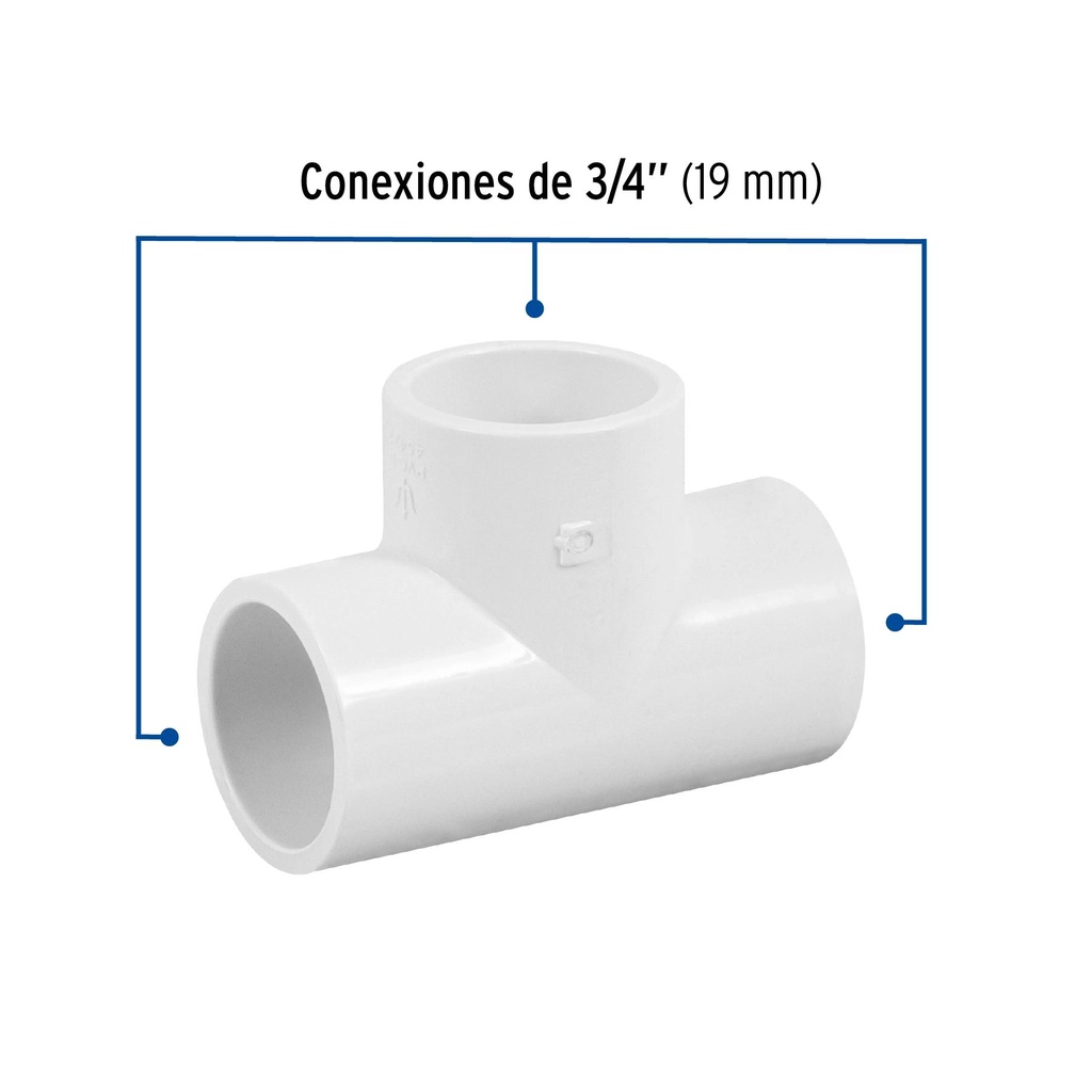 Tee sencilla de PVC 3/4', Foset