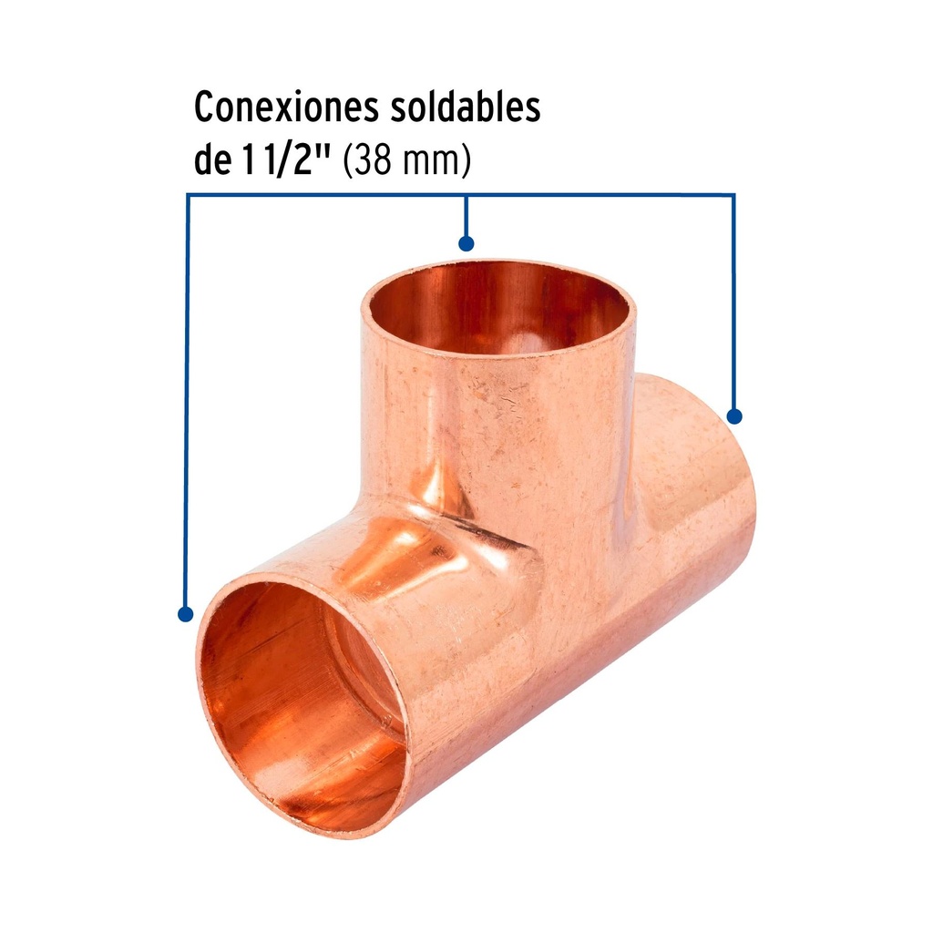 Tee sencilla de cobre 1-1/2', Foset