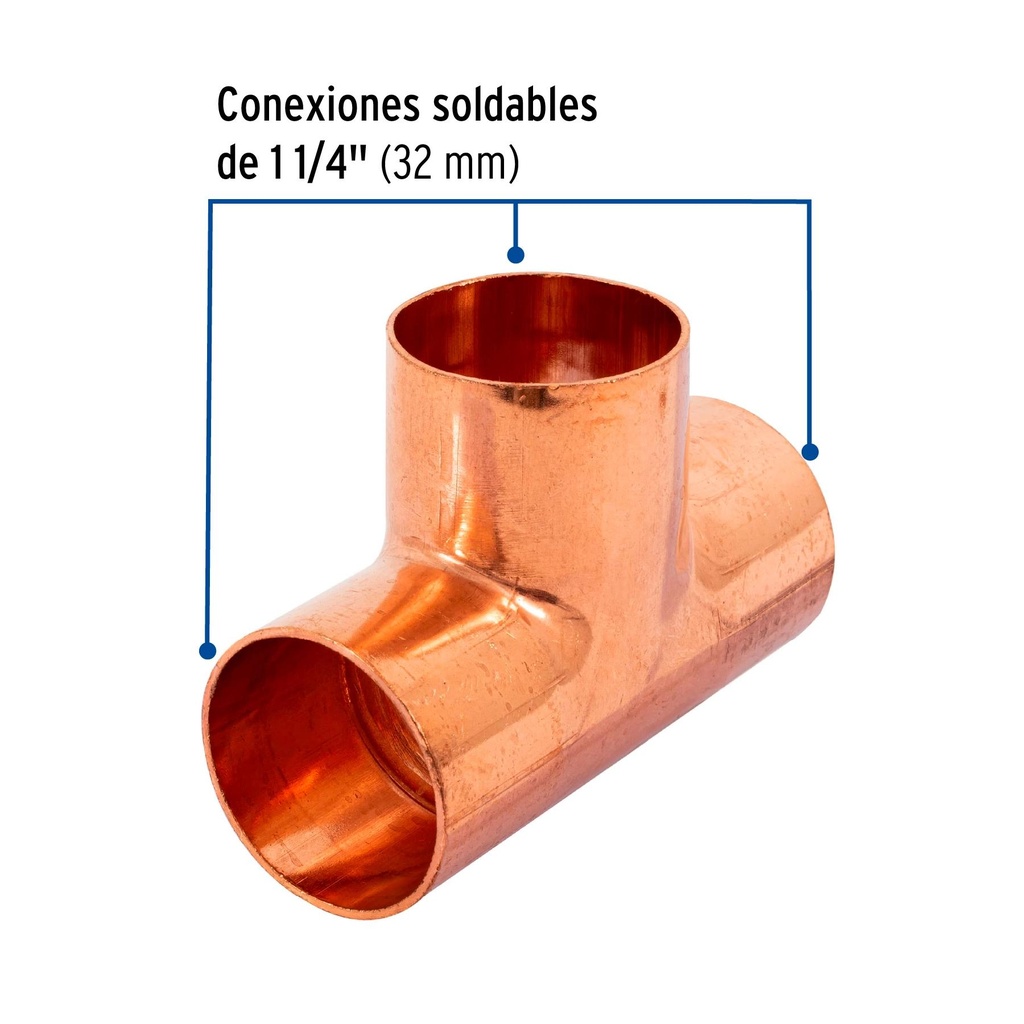 Tee sencilla de cobre 1-1/4', Foset