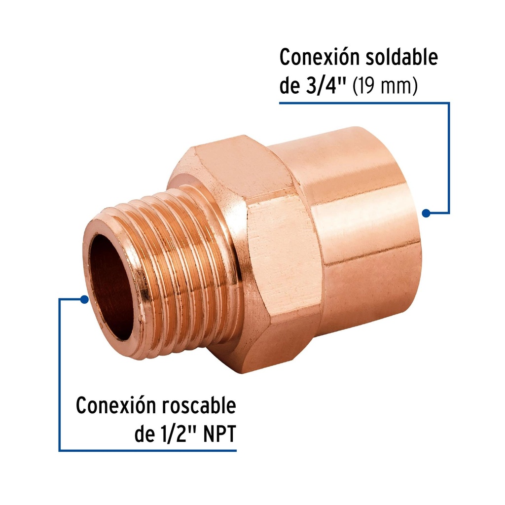 Conector reducido macho 1/2 x 3/4', Foset