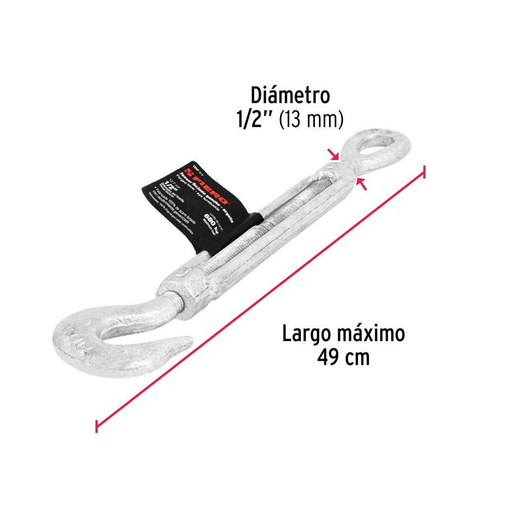 Tensor forjado 1/2' gancho-argolla, Fiero