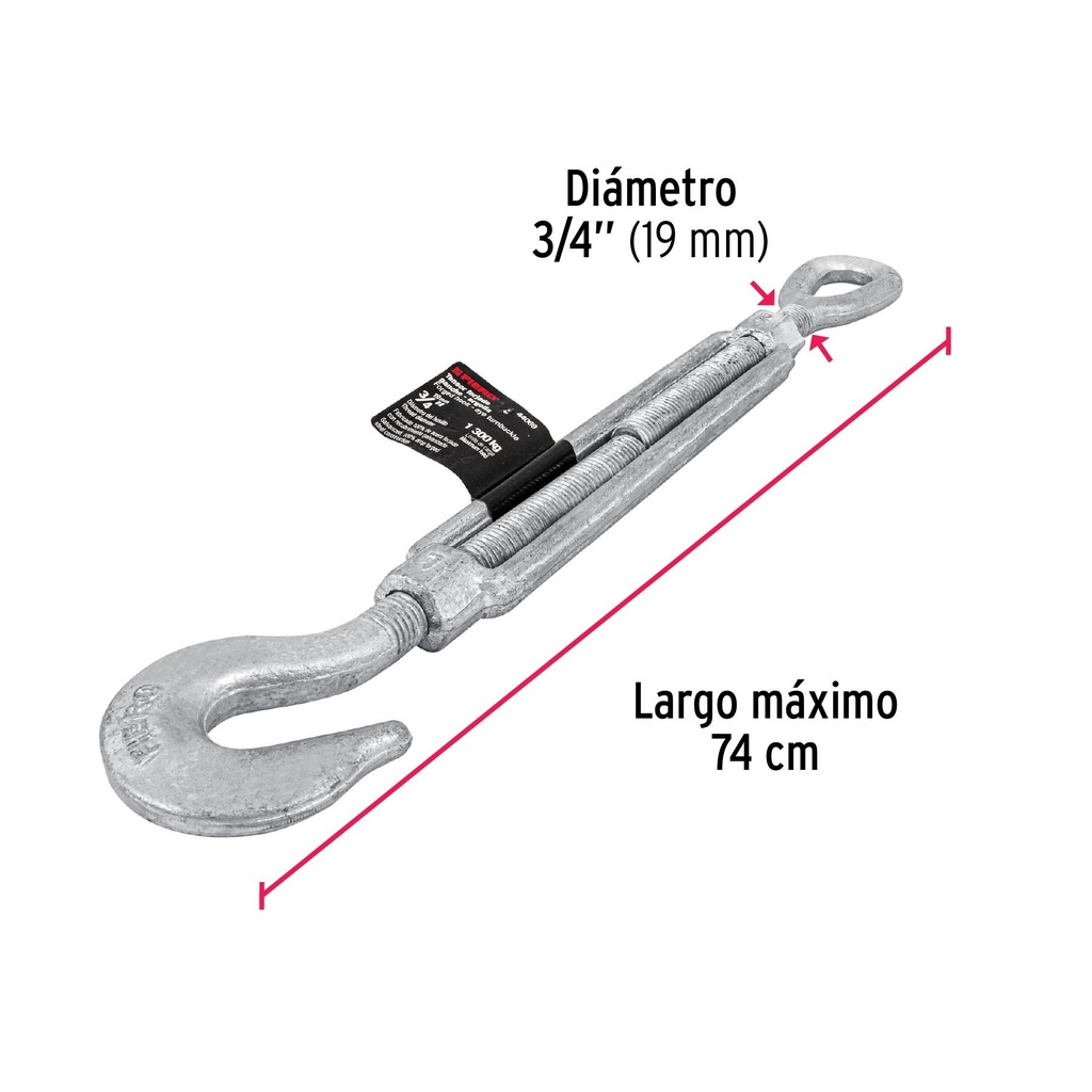 Tensor forjado 3/4' gancho-argolla, Fiero