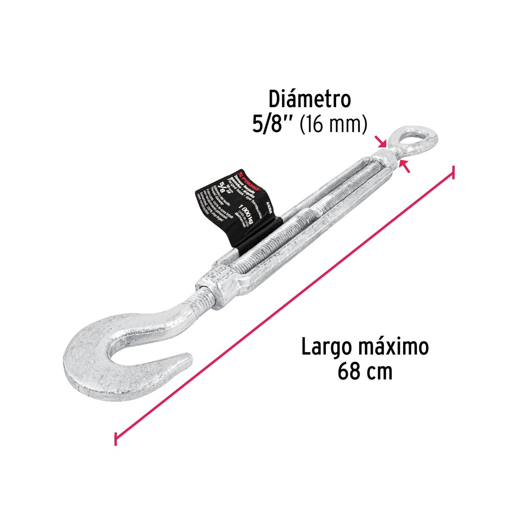 Tensor forjado 5/8' gancho-argolla, Fiero