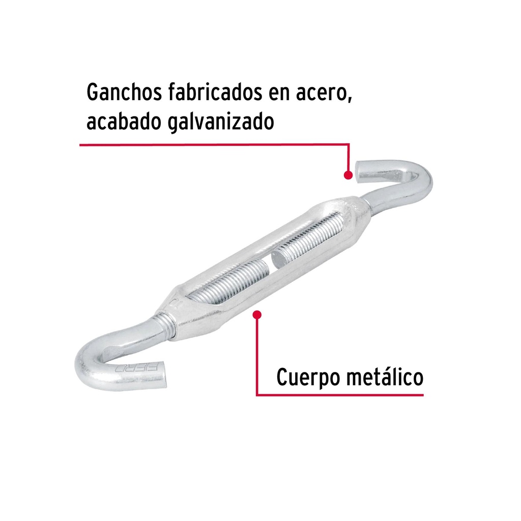 Tensor zinc 3/8' gancho-gancho, Fiero