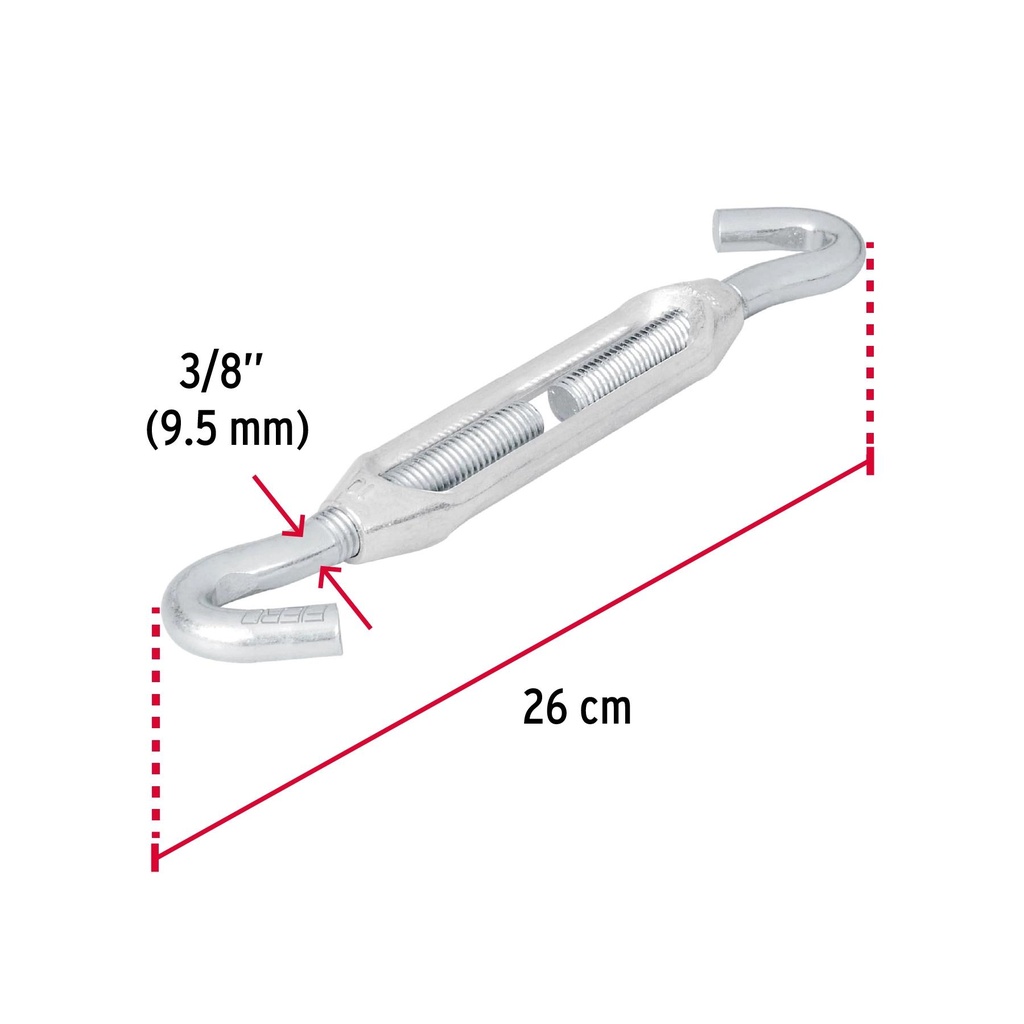 Tensor zinc 3/8' gancho-gancho, Fiero