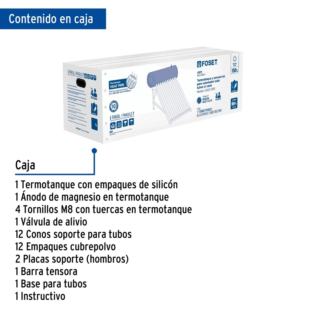 Termotanque para modelo CALE-12HS, Foset