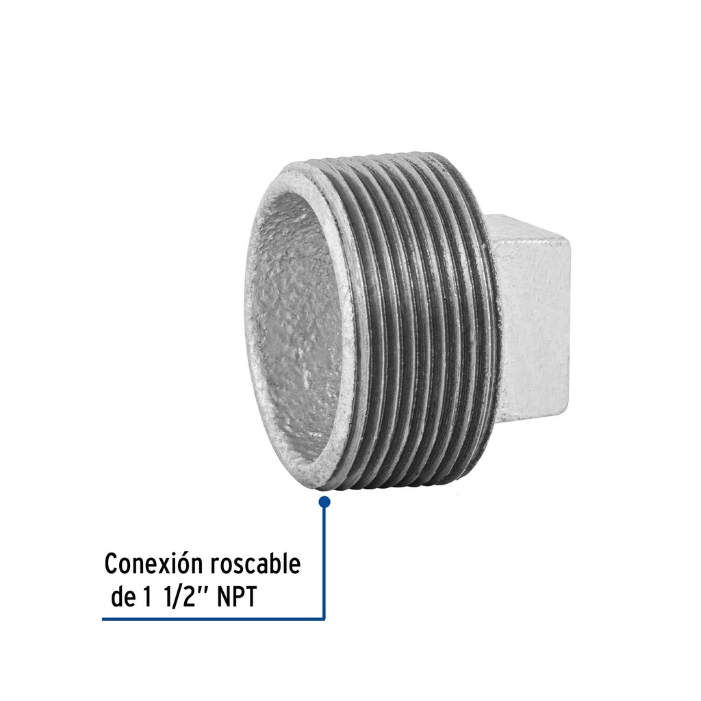 Tapón macho 1-1/2' de acero galvanizado, Foset