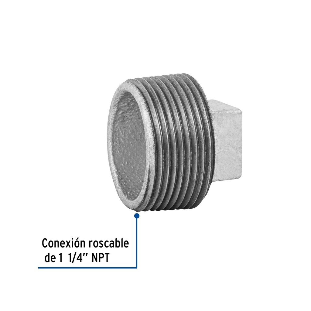 Tapón macho 1-1/4' de acero galvanizado, Foset