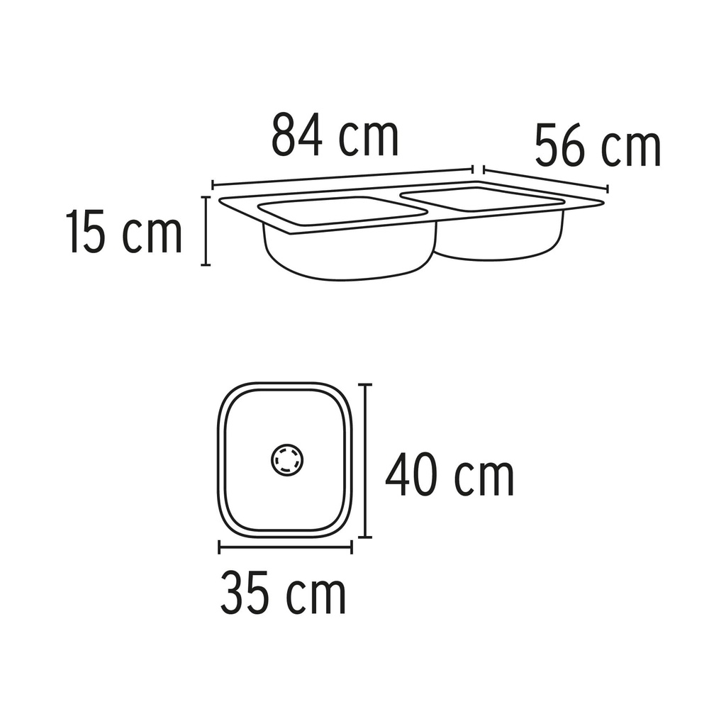 Tarja de empotrar doble tina 86 x 56 cm, Foset Basic