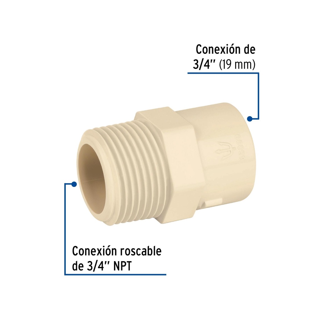 Conector macho de CPVC 3/4', Foset